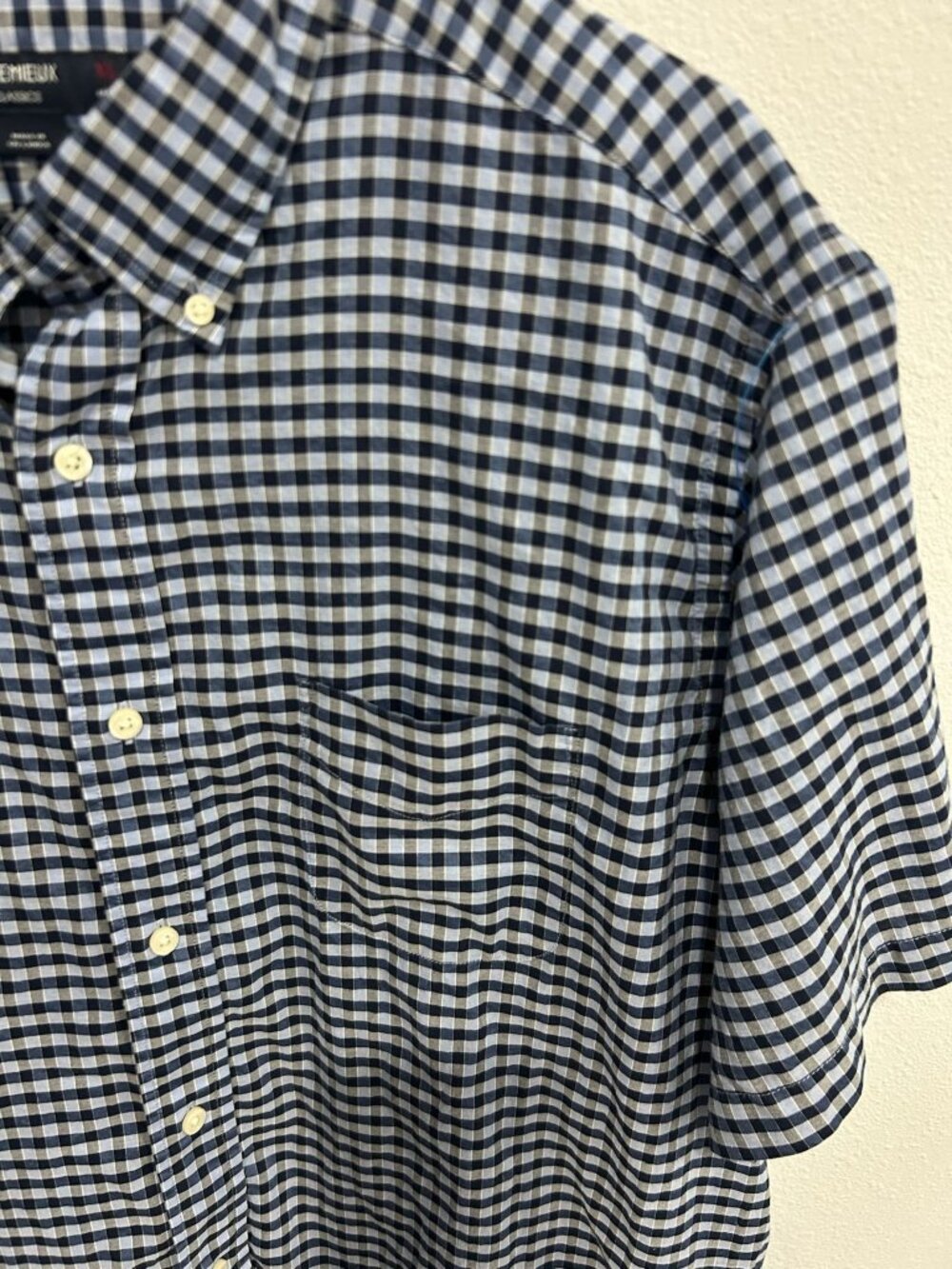 Cremieux Classics XL Mens Blue White Gingham Button Down Shirt Timeless Style - Picture 4 of 10